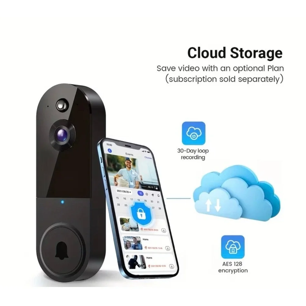 New 1080P Wireless Video Doorbell – Motion Detection & Night Vision - Black